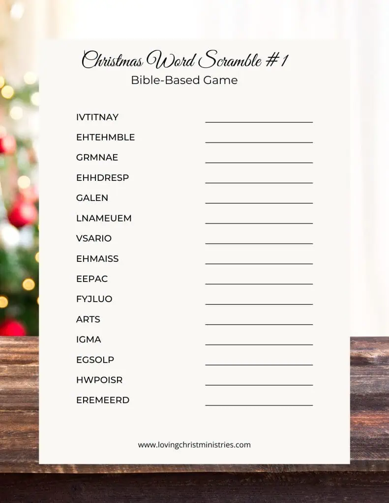 free-christmas-word-scramble-printable-loving-christ-ministries for Christmas Song Scramble Game Free Printable Free Christmas Word Scramble Printable - Loving Christ Ministries for Christmas Song Scramble Game Free Printable