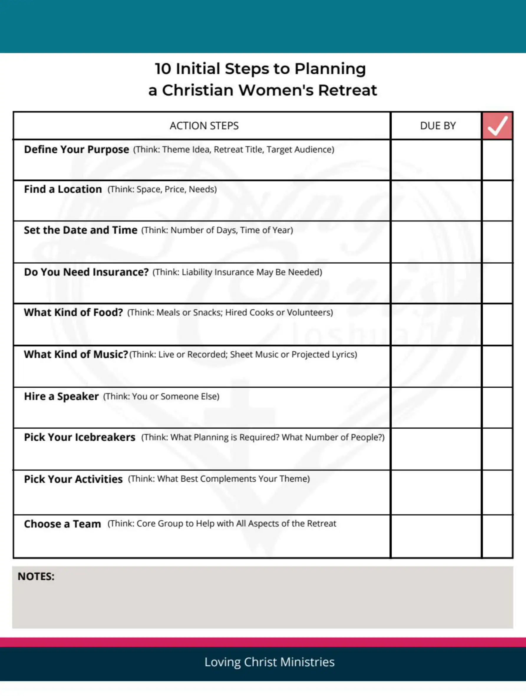 10 First Steps Checklist